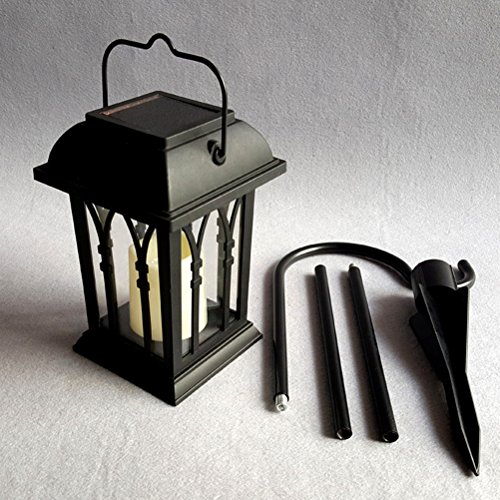 image for LEDMOMO Vintage Solar LED Lantern Outdoor Hanging Lights Candle Lanter