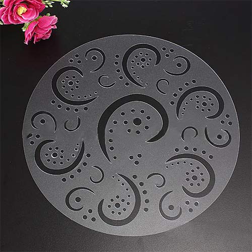 Yamalans 4pcs/Set Birthday Cake Spray Mold Round Fondant Sugar Craft Cake Decorating Coffee Tiramisu Decorating Bakery Stencils Flower Heart Baking Mould