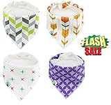 Baby Bandana Drool Bibs, Stylish 4 Pack Cute Bibs with Snaps - Best for Babies Drooling, Teething and Feeding - Soft, Absorbent & Hypoallergenic. Perfect Baby Shower Gift Set for Girls by BabyDew