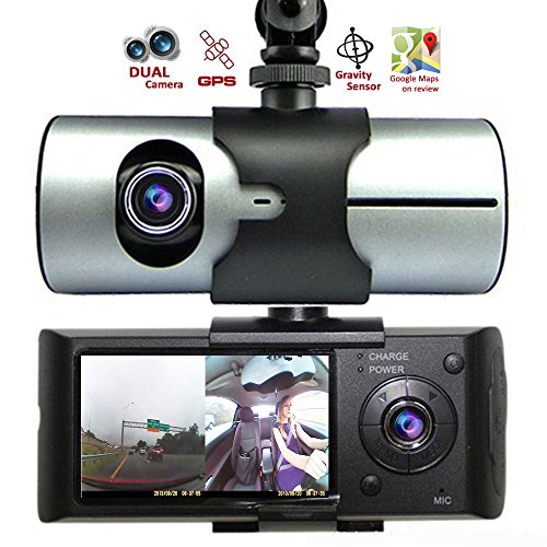 Indigi NEW Car DVR Dual Camera Lens w/ GPS Tracker - Driving Track, Speed, Time & Date