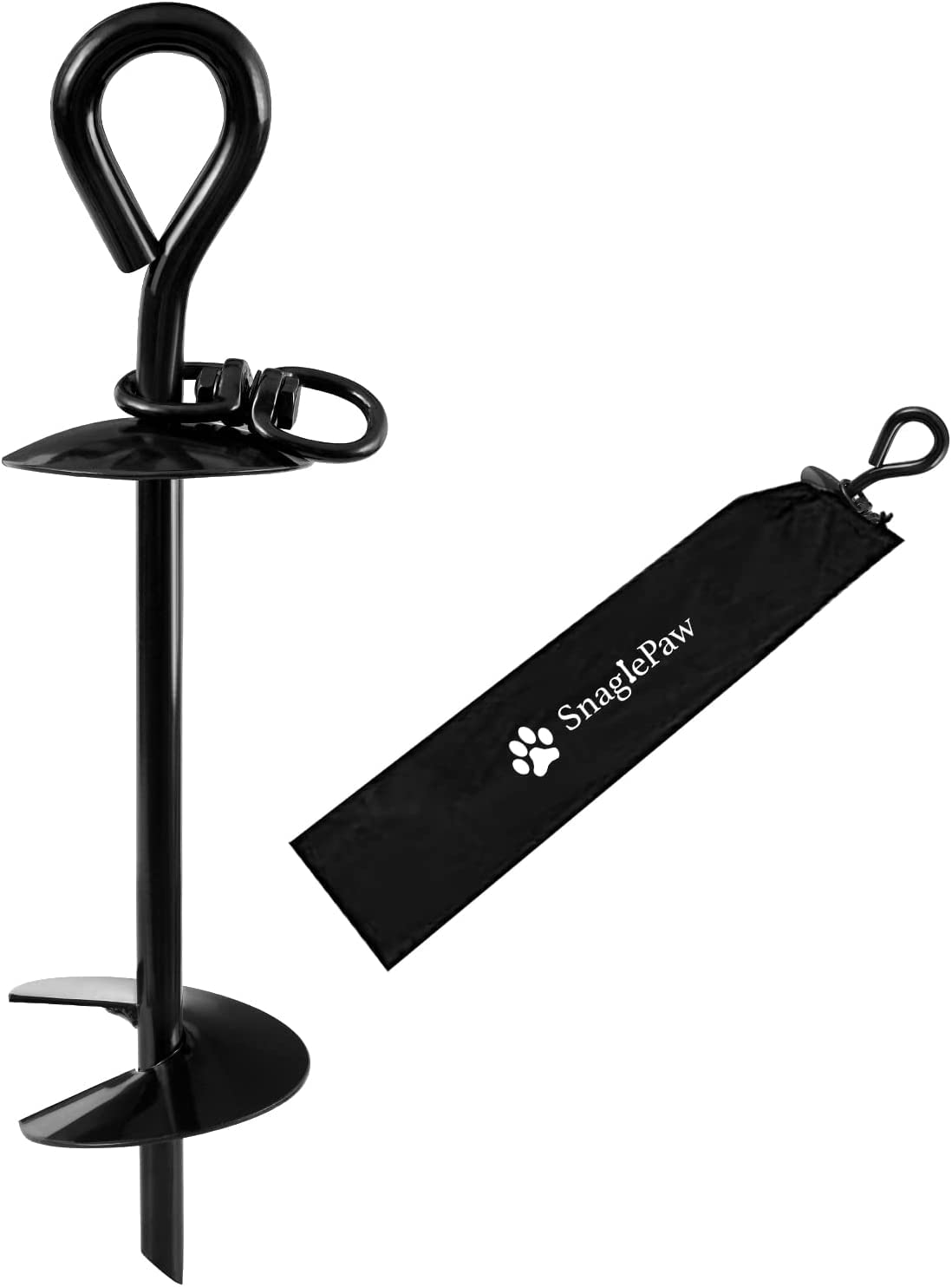 Snagle Paw Dog Tie Post Extra Heavy Duty Dog Anchor Spike for Hanging Cable Chain in Garden or Camping, No Bending or Pulling for Small, Medium or Large Dogs,black