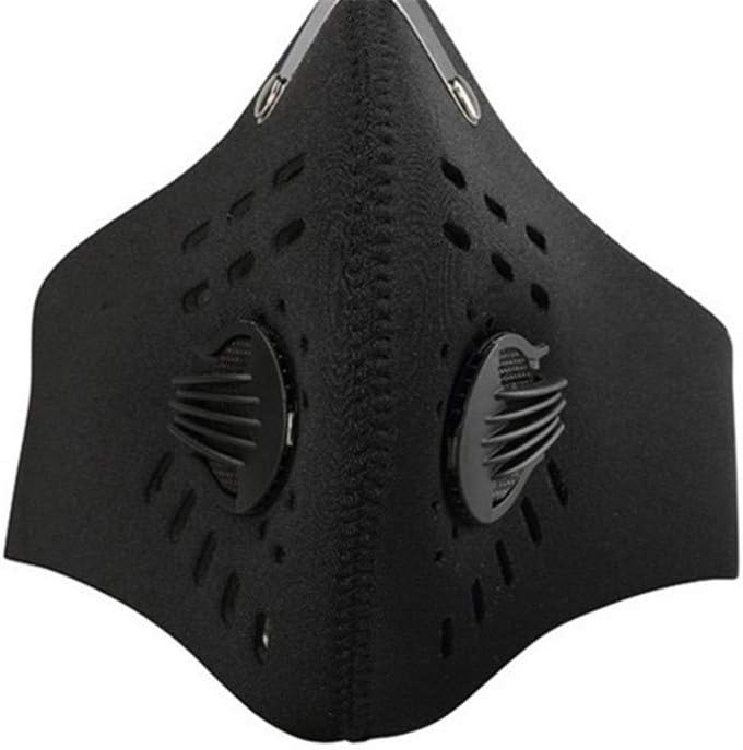 N95 Mask with Filters, Breathing Dust Mouth Face Mask for Air Pollution, Replaceable Activated Carbon PM2.5 Respirator Sports Mask… (Black)