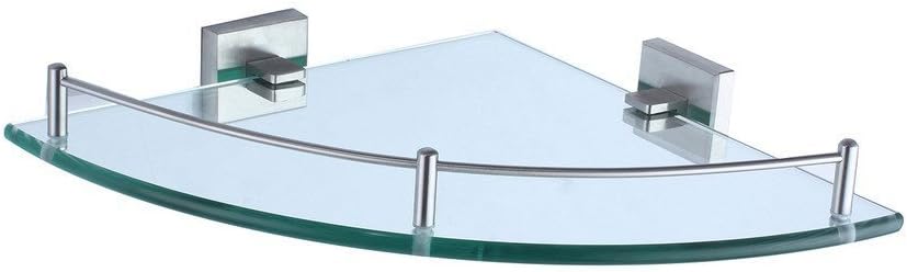 Wall Mouned Bathroom Corner Glass Shower Shelf Stainless Steel Nickel
