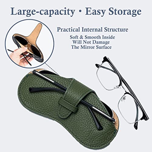 TERRIFI Glasses Case Soft, Portable Universal Genuine Leather Slim Eyeglass Pouch for Sunglasses Reading Glasses Eyeglass