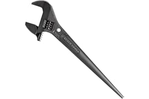 Klein Tools 3227 Extra Wide Adjustable Wrench, Construction Spud Wrench for Up to 1-7/16-Inch Nuts and Bolts, 10-Inch, with Tether Hole