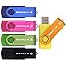 SIMMAX 5Pcs 8GB USB Flash Drive USB 2.0 Flash Drive Memory Stick Fold Storage Thumb Stick Pen Swivel Design (Five Mixed Colors: Black Blue Green Gold Rose)(Mix Color2)