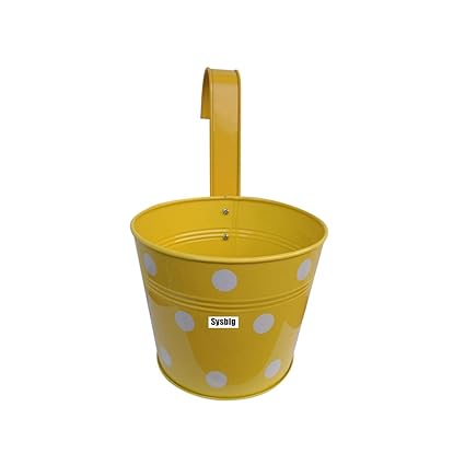 Tovick Garden / Balcony Decor Single Polka Design Metal Planter with Detachable Hooks