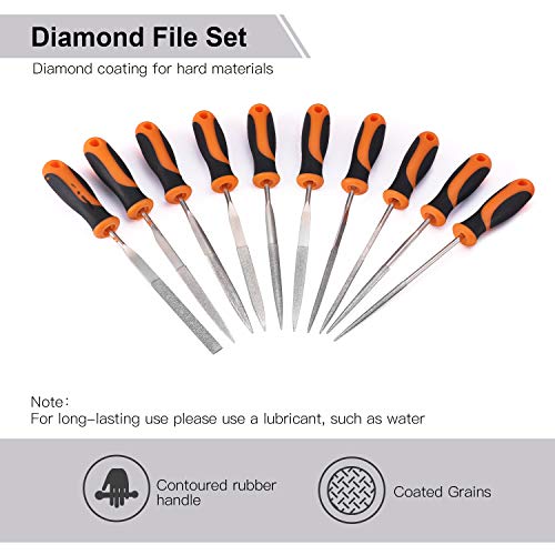 TACKLIFE 11-Piece Diamond Needle File And Alloy Steel File Set for Woodwork, Metal And Hobby Projects, 150 Grit - FS01 - Thumbnail 3