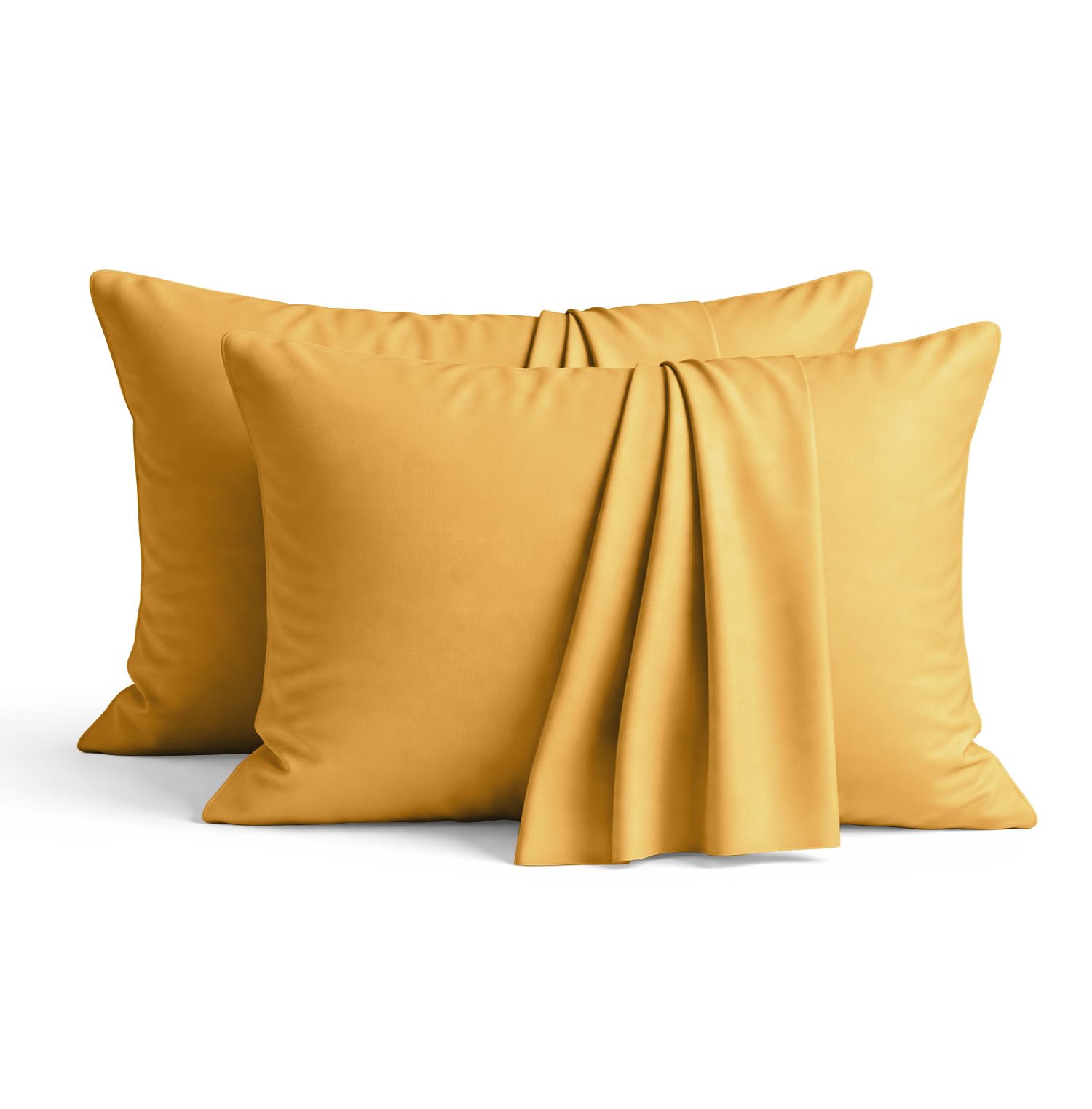 AMEHA 100% Brushed Microfiber Ochre Pillow Cases 2 Pack (Pillows Not Included), Super Soft Standard Pillow Cases | Hotel Quality Pillow Covers, 50x75 cm,