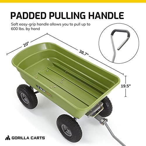 Gorilla Carts 600 Pound Capacity Heavy Duty Poly Yard Garden Steel