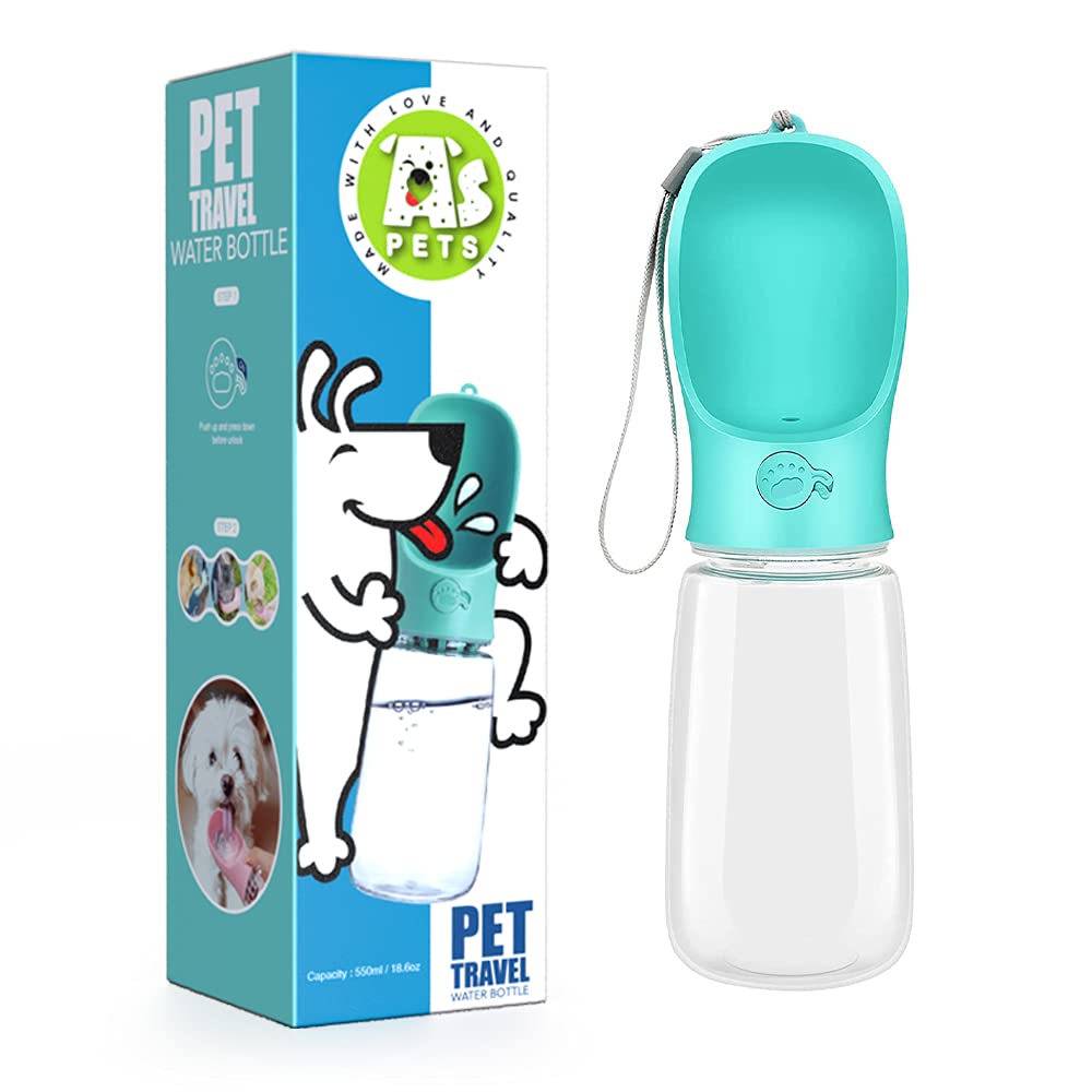 AS Pets Portable Dog Water Bottle – Leakproof Travel Dispenser with Activated Carbon Filter & Drinking Bowl, Ideal for Walks, Hikes & Outdoor Use, BPA-Free