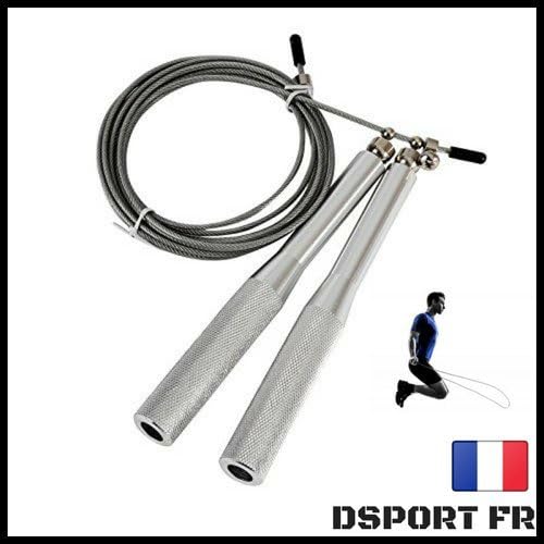 Skipping Rope – Aluminium Handles Skipping Rope for Crossfit, Boxing, Fitness – Color Silver or Blue – Suitable for Adults, Men, Women, Pro Speed, Thai, RX, WOD, Workout, Sport, Gym – Steel Cable and Double Unders (Silver)