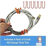 EliteTechGear Twist Ties For Organizing Your Gear 6-Pack 6 Inch (Orange)