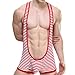 YiZYiF Men's Stripes Bodysuit One Piece Wrestling Singlet Leotard Underwear