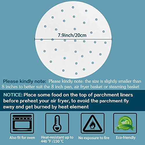 Perforated Parchment Paper, Set of 100, 8 inch Liner/Bamboo Steamer