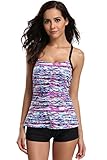 Sociala Women's Two Piece Swimsuit Tankini Set Rash Guard Cover Up Swimswear