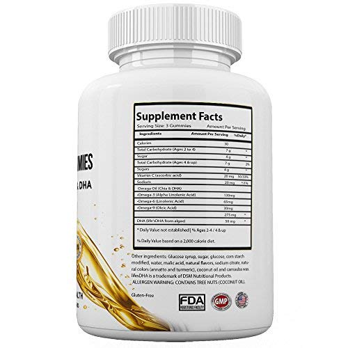 Omega 3 6 9 Chewable Gummy Supplement with DHA Vitamin C Fatty Acids