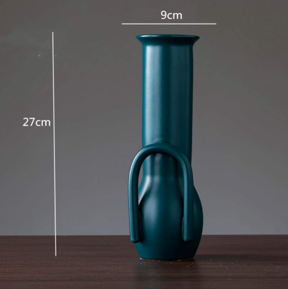 SHUANGBING Statue Sculpture Ornament Nordic Ceramics Geometric Irregular Vase Modern Ceramic Flower Vase Home Living Room Flower Accessories Creative Decoration,27X9Cm