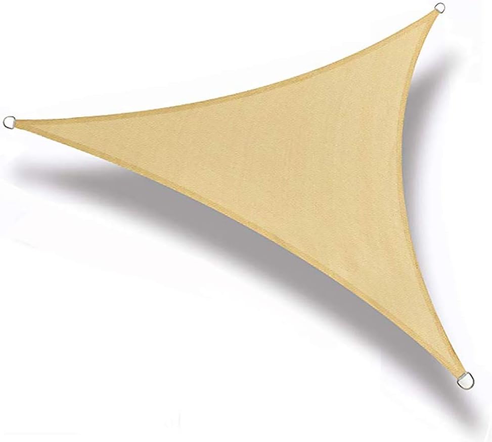 Sun Shade Sail Triangle Canopy, Waterproof Quick Drying Shade Canopy Portable Anti UV Sunscreen Awning for Outdoor Garden Patio Party, 2x2x2m(Beige)