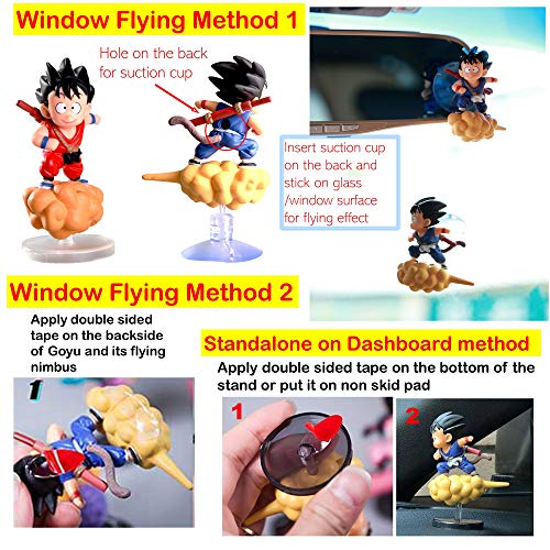 COSMOSS Dragon Ball Red Goku Car Dashboard Decoration Flying Action Figure Toy Collection, Stick-on Window or Standalone on Dashboard with Adhesive Tape (Blue Goku)
