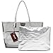 Zicac Waterproof Semi-clear Tote Bags Stripe PVC Shoulder Bag with Pouch (Silver)