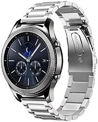 Arcen For Gear S3 Frontier / Classic Watch Band, 22mm Solid Stainless Steel Metal Business Bracelet Strap for Samsung Gear S3 Frontier SM-R770/ S3 Classic SM-R760 Sports Smart Watch (Silver)