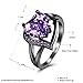 FENDINA Black Gold 18K Wedding Ring Heart Emerald Dark Purple Amethyst Inlay Fashion Ruby CZ Created Ring Engagement, Size 8