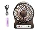 Ponvey Portable Mini USB Table Fan with Upgrade Rechargeable 2000mAh Battery with LED Touch Light, 3 Speeds, Perfect for Traveling, Boating, Baby Stroller, Fishing, Camping, Black