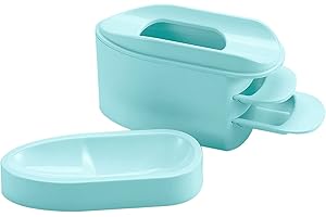 UNIBOUTI 2-in-1 Dip Powder Recycling Tray System & French Tip Mold Dip Nail Tray - Nail Powder Glitter Rhinestones Pearls Saver Holder Storage Container Recycling Tool - French Smile Line Making Mold - Blue