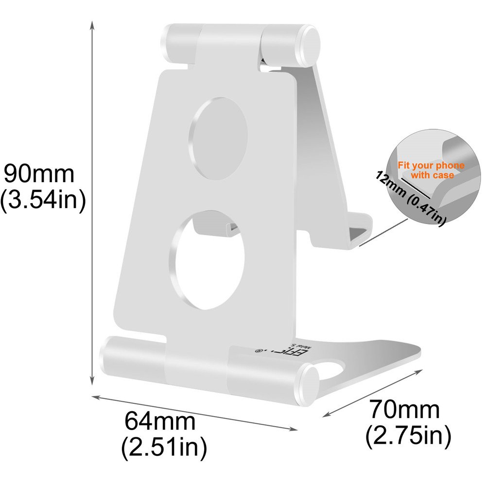 EFISH 270 Degree Dual Shaft Adjustable Metal Mobile Phone Stand - Silver