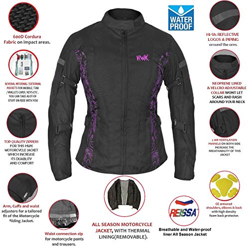 HWK Adventure/Touring Motorcycle Jacket for Women, Women’s Motorcycle