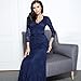 Miusol Women's Floral Lace 2/3 Sleeves Long Bridesmaid Maxi Dress (Small, Navy Blue)