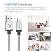 USB Cable, Veckle 6.6ft Micro USB to USB Braided Cable, Quick Charge and High Speed Data Sync for Android, Samsung, HTC, Motorola, Nokia and More, Grey & Silver