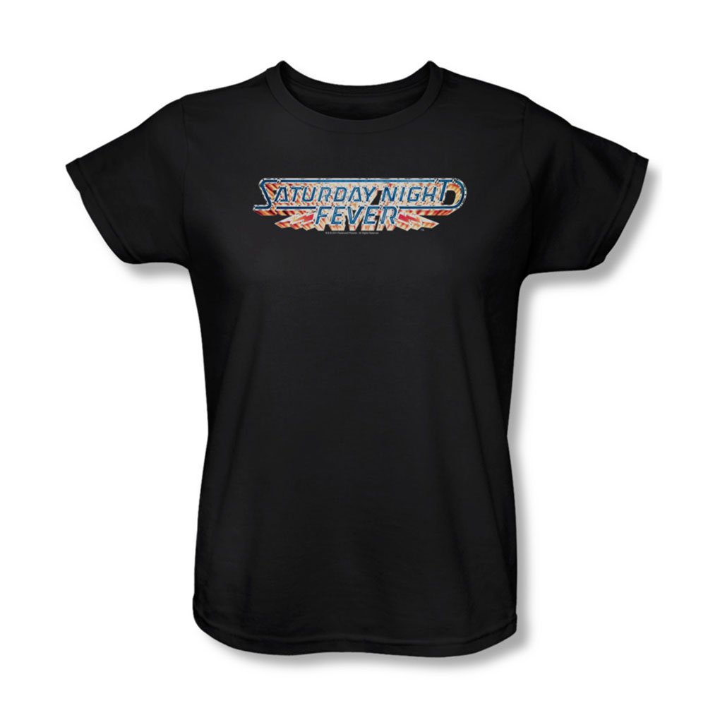 Saturday Night Fever Womens Logo TShirt In Black Amazon.co.uk Clothing
