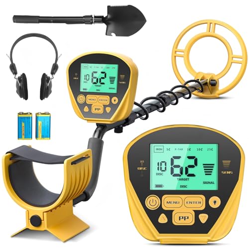 Professional Metal Detectors, Portable Metal Detector for Adults, 10" Waterproof Search Coil, LCD Display, 5 Modes (Yellow)