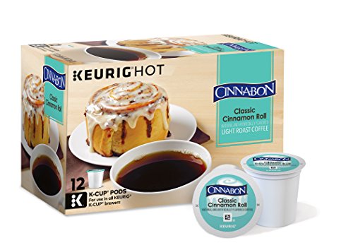 Cinnabon SingleServe Capsules Pods Classic Cinnamon Roll Coffee, Keurig KCups,