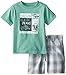 Calvin Klein Little Boys' Logo T-Shirt and Flat-Front Plaid Short Two-Piece Set
