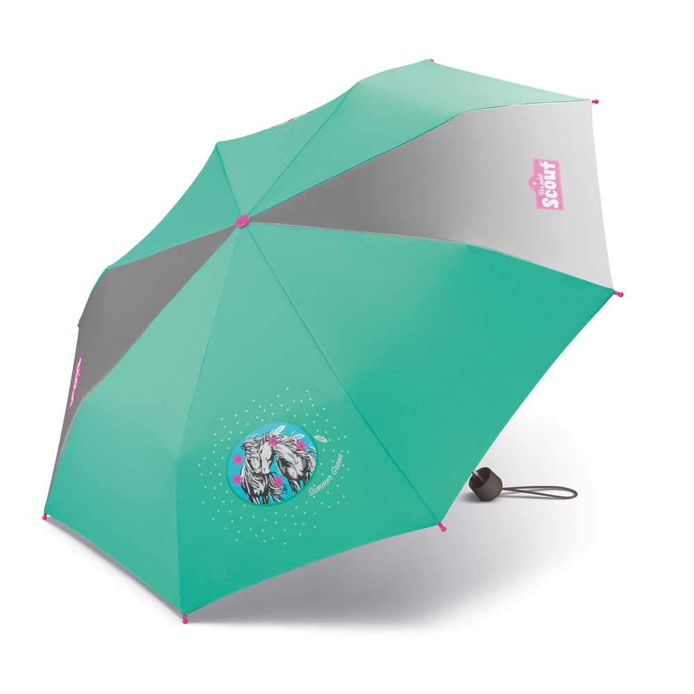 Scout Children's Umbrella Pocket Umbrella School Bag Umbrella with Large Reflective Surfaces Extra Light Summer Green