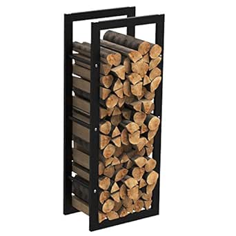 MCTECH® - Estante metálico para leña de chimenea, soporte para leña