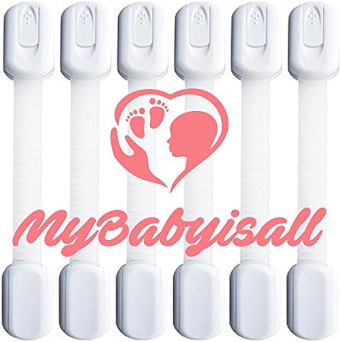 MyBabyIsAll Child Safety Locks-Best Cabinet Locks- Adjustable Baby Safety Locks For Cabinet ,Drawer,Fridge, Oven ,Toilet Seat And Appliances-6 Pack -No Drilling Required -Strong 3M Bonus Adhesive
