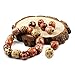 JPSOR 100pcs 17mm Painted Pattern Barrel Wooden Beads with 30 Meters Jute Twine
