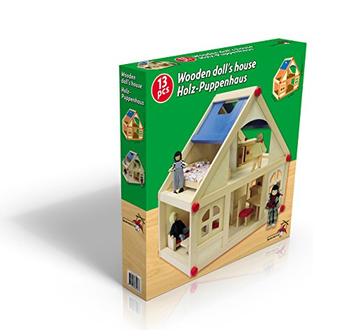 Holz Puppenhaus-Set 36,5x39x25cm inkl. Zubehör