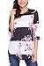 Asvivid Women's Round Neck Floral Print 3 4 Sleeve Tunic Blouse Casual Striped Tunic Tops Large Pink