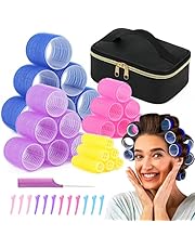 Hair Rollers Set 38 Pcs, Self Grip Hair Curlers, Salon Hair Dressing Curlers With 4 Sizes, Hair Curlers For Long Hair Rollers For Medium Hair With Cosmetic Bag Duckbill Clips