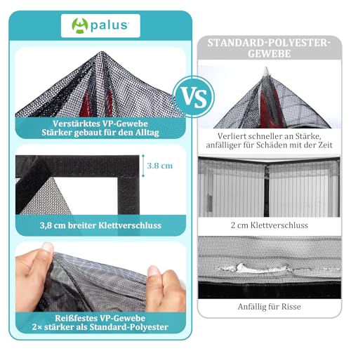 Apalus VP Fly Screen Door, Magnetic Insect Protection Balcony Door, 90 x 200 cm, Very Durable, Cat Claw-Safe, Stronger Magnets, 3.8 cm Wide Velcro Strap, Cannot Be Shortened