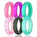 DoerDo Silicone Wedding Ring for Women, Durable Rubber Sport Band for Active Style - 6 Rings Pack(Green, Pink, Purple, Black Glitter, Blue Glitter, Transparent Glitter) (6 (16.5mm, 51.83mm))