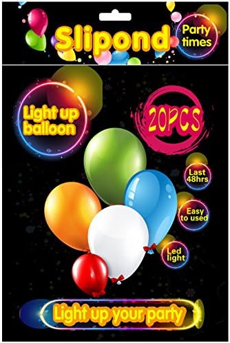 20 PCS LED Balloons 5 Colors Light-Up Balloons Party Favors For Kids Birthday Decorations