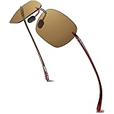 LADEESSE Sunglasses Men - Rimless Square Polarized Sunglasses - Lightweight TR90 Frame Sun Glasses with UV Protection