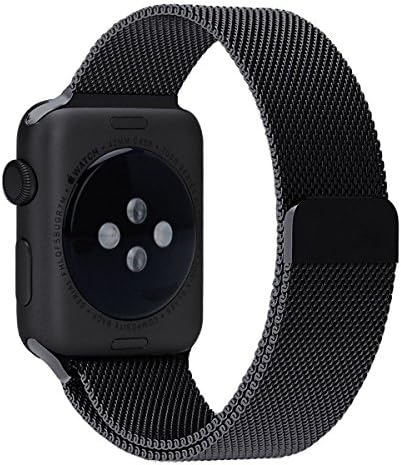 Apple Watch Band Fully Magnetic Closure Clasp Stainless Steel Bracelet Bands for Iwatch Sports &amp; Edition Series 3 Series 2 Series 1 42MM men women(Black)