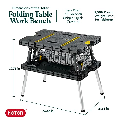 Keter 197283 Folding Table Work Bench for Miter Saw Stand